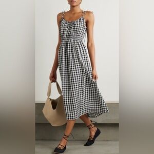 Doen Black and White Checkered Midi Dress